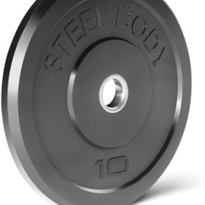 Steelbody Olympic Rubber Bumper Weight Plate - 10 lb. / 25 lb. / 35 lb. / 45 lb. Workout Weights + Strength Training + H