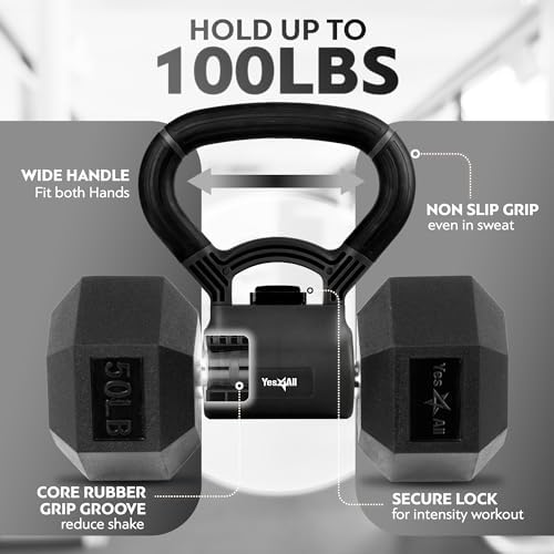 Yes4All Kettlebells Grip, Dumbbell Grip Handle, Kettlebell for Home Gym, Convert Dumbbells into Kettlebells for Home Wor