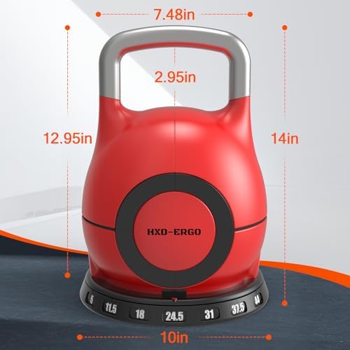 Quickly Adjusts 7 Weights HXD-Ergo Adjustable Kettlebell Set for Home Gym Enthusiasts | Ergonomic Kettlebell Set HXD-Er