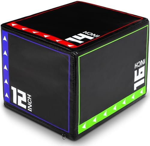 3-in-1 Plyometric Box Set - High-Density EPE & Compressed Foam Jump Box for Home Gym & HIIT & CrossFit - Non-Slip Box Ju