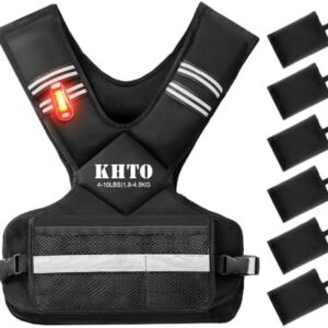 KHTO Adjustable Weighted Vest for Men and Women with Warning Light Reflective Strip - 11-20lb Weight Vest for Exercise -