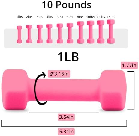 Portzon Dumbbells 10 Colors Options 1-15LB Anti-Slip Anti-Roll Hex Shape