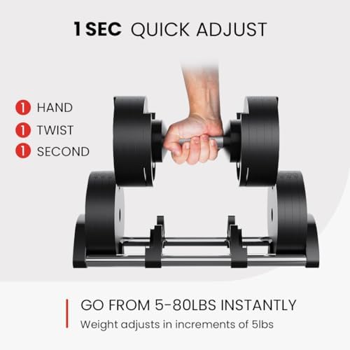NUOBELL Adjustable Dumbbells 5-80 lbs: Versatile & Space-Saving, Perfect for Home Gym Enthusiasts & Workouts