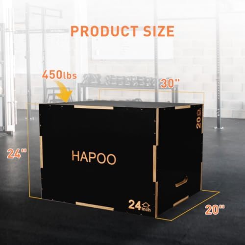 3 in 1 Plyo Box for Home Gym Jumping Conditioning Strength Training | Wooden Plyometric Jump Box for Home Gym 30"x24"x2