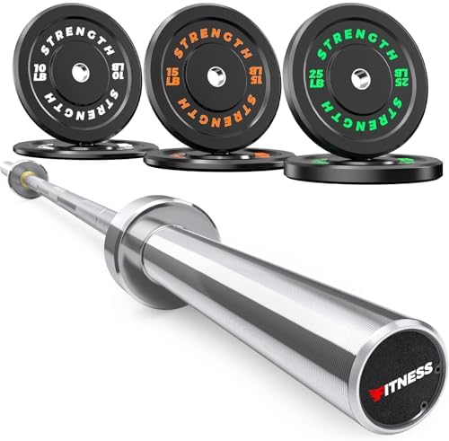 Olympic Rubber Bumper Weights for Home Gym Strength Training | 2 Inch Barbell Plate Set for Home Gym Strength Training