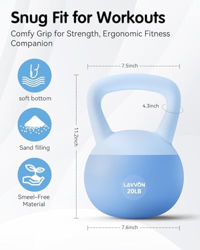 Cushioned Impact-Resistant Base Kettlebell for Home Workouts, Anti-Slip Grip Weight for Women & Men, Safe Strength Train