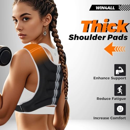 Women's Adjustable 6lb-20lb Weighted Vest for Walking, Strength Training, and Running Black