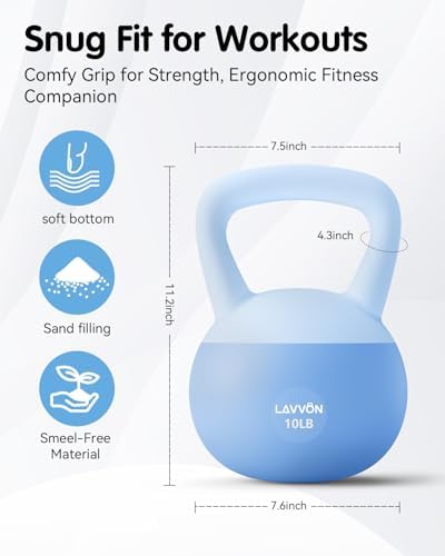 Cushioned Impact-Resistant Base Kettlebell for Home Workouts, Anti-Slip Grip Weight for Women & Men, Safe Strength Train