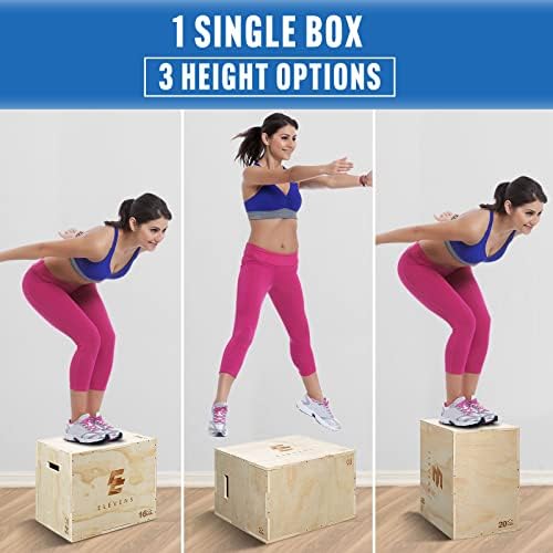 Elevens 3 in 1 Wooden Plyo Box Jump Box for Jumping, Lunges, and Box Jumps Enthusiasts | Elevens Plyometric Box for Tra