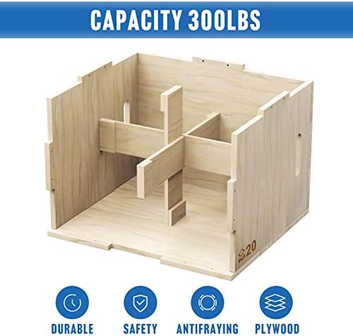 Elevens 3 in 1 Wooden Plyo Box Jump Box for Jumping, Lunges, and Box Jumps Enthusiasts | Elevens Plyometric Box for Tra