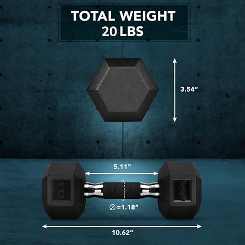 Yes4All Chrome/Rubber Grip Encased Hex Dumbbells – Fitness Equipment For Home/Gym Use –Perfect for Beginners and Advance