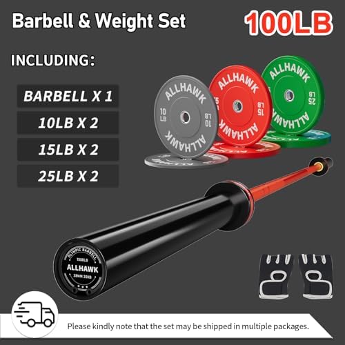 Olympic Barbell 7ft 45LB for Weightlifting Powerlifting, Home Gym Strength Training, Squats Deadlifts Presses Rows Curls