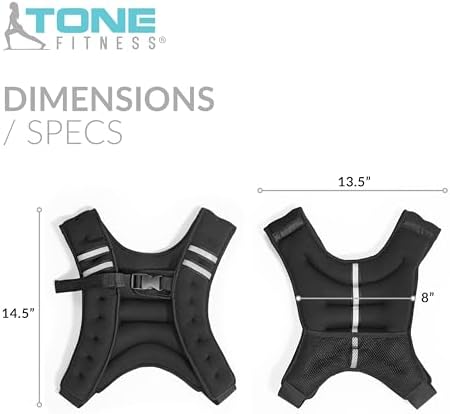 Tone Fitness Weighted Vest for Home Workouts or Outdoor Training - 8lb or 12lb, Adjustable Fit for Men and Women | Tone