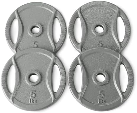 Amazon Basics 1-Inch Cast Iron Grip Weight Plates for Home Gyms and Fitness Lovers | Amazon Basics 1-Inch Cast Iron Gri