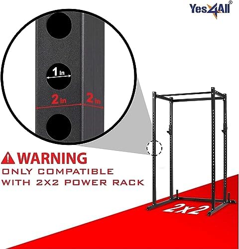 Yes4All Heavy Duty Power Rack J-Hooks & Attachments for 2x2 & 3x3 Power Racks – Ideal for Home Gym Fitness Lovers