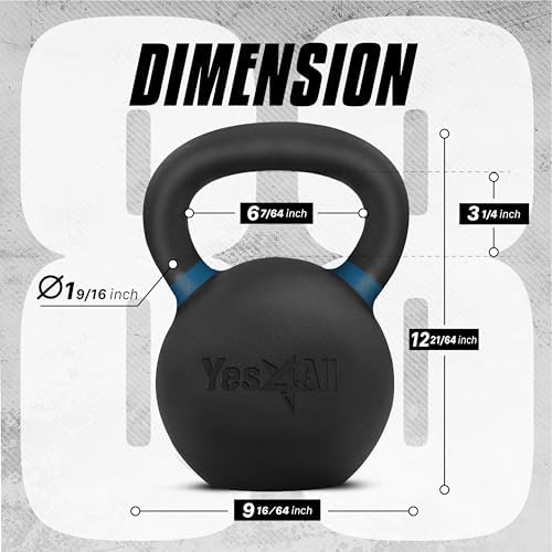 Yes4All Powder Coated 9lb-71lb Cast Iron Core Kettlebells for Heavy Duty Strength Training | Yes4All Powder Coated Kett