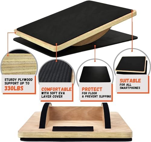 Yes4All Professional Anti-Slip Rocker Board for Leg Workout and Standing Desk Use | Yes4All 350LBS Wood Balance Board,