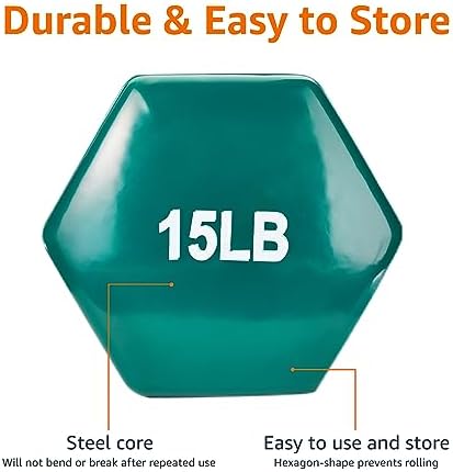 Amazon Basics Vinyl Coated Dumbbell Hand Weights for Home Gym Fitness Lovers | Amazon Basics Vinyl Coated Dumbbell Hand