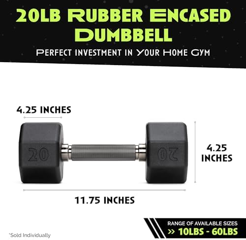 Rubber Coated Dumbbells No Roll Design Easy Grip 10-60 LBS for Strength Training Home Gym