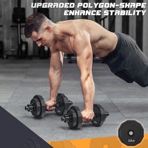 KISS GOLD Adjustable Dumbbells with Solid Steel Home Gym Equipment for Men and Women Strength Training KISS GOLD 22Lbs 4