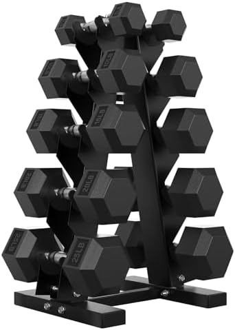 Hex Weights Dumbbells Set with Rack for Strength Training at Home and Gym, Heavy Duty 100-550 lb Rubber Coated Dumbbells
