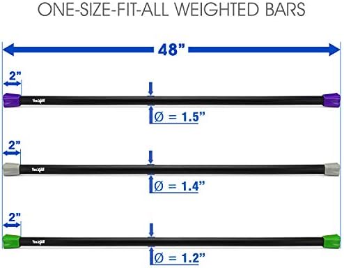Yes4All Total Body Workout Weighted Bar for Strength Training and Home Gym Use - Single/Combo | Yes4All Resistance Ba