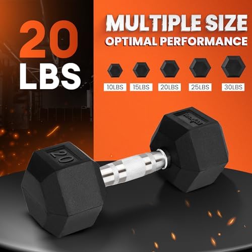 Yes4All Chrome Grip Encased Hex Dumbbells - Anti-Slip Hand Weights 5-50 LBS Single