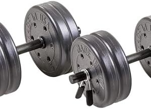 US Weight Adjustable Dumbbell Set with Spring Clips, 14" Knurled Bars – Made in USA, Essential Home Gym Equipment for St