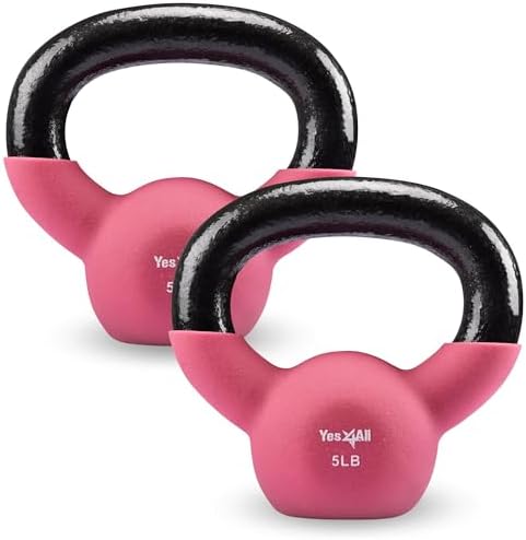 Yes4All Kettlebell - 35 LB Neoprene Coated Cast Iron Kettlebell for Home Gym, Wide Grip Handle & Flat Bottom for Swings