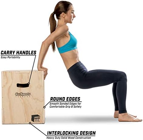 GoSports Fitness 3-in-1 Plyo Jump Box - Great for Home or Gym - Perfect for Beginners to Advanced Athletes - Compact Des