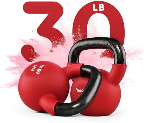 Yes4All Kettlebell - 35 LB Neoprene Coated Cast Iron Kettlebell for Home Gym, Wide Grip Handle & Flat Bottom for Swings