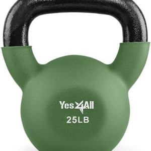 Yes4All Kettlebell - 35 LB Neoprene Coated Cast Iron Kettlebell for Home Gym, Wide Grip Handle & Flat Bottom for Swings