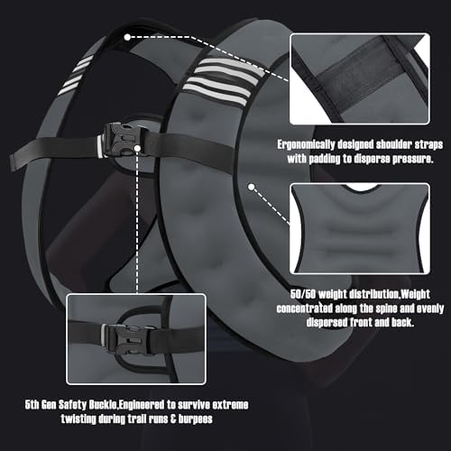 Weighted Vest for Men and Women - 10/15/20lbs - Reflective Stripe - Workout Equipment for Strength Training, Running, Wa