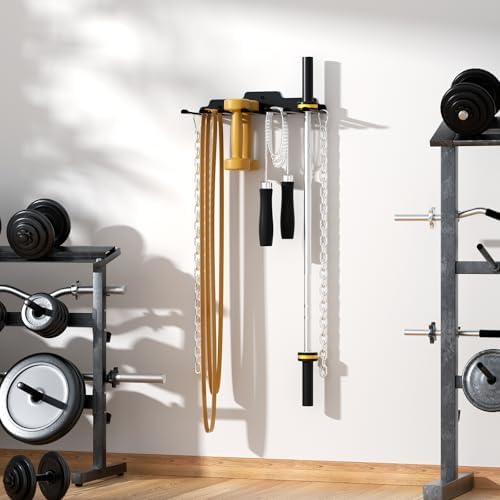 Olympic Barbell Hanger, Garage Gym Bar Wall Rack, Space Saving Home Gym Accessory
