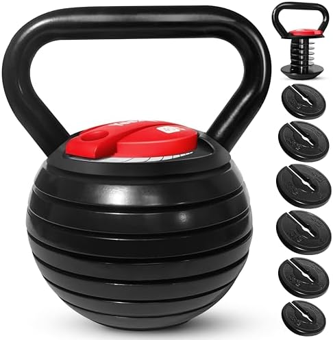 Yes4All Adjustable Kettlebell Set, 20-40 LB Weight Set, Black Yes4All Adjustable Kettlebell Set, Solid Cast Iron Handle,
