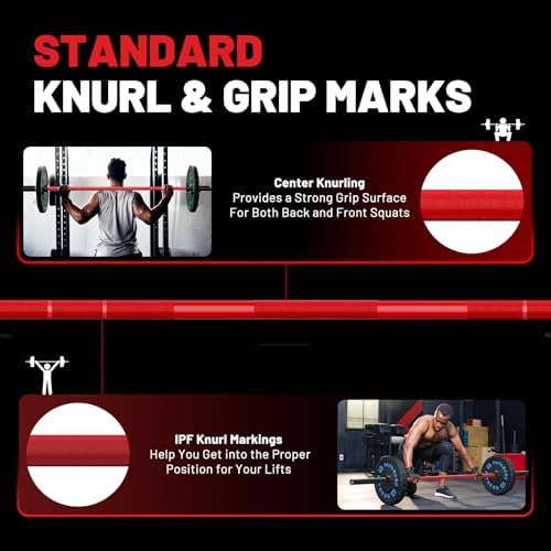 Papababe Olympic Barbell 45lb Weight Bar for Strength Training and Gym Use with 1000lb Weight Capacity Chrome/Zinc Plati