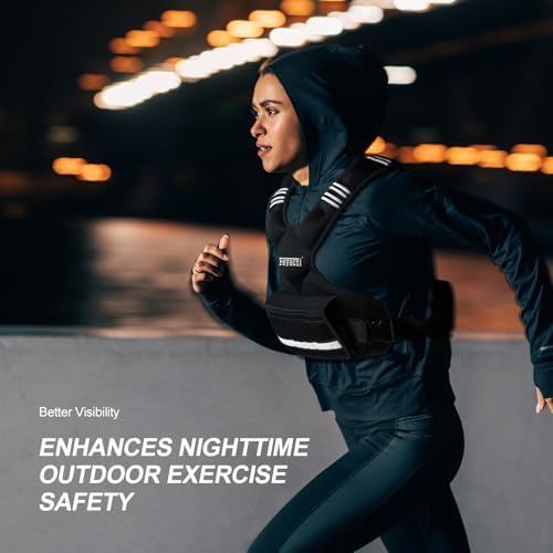 Feyachi Adjustable Weighted Vest for Running Workout and Training - 3-12 lbs / 12-20 lbs / 20-32 lbs - Reflective Design