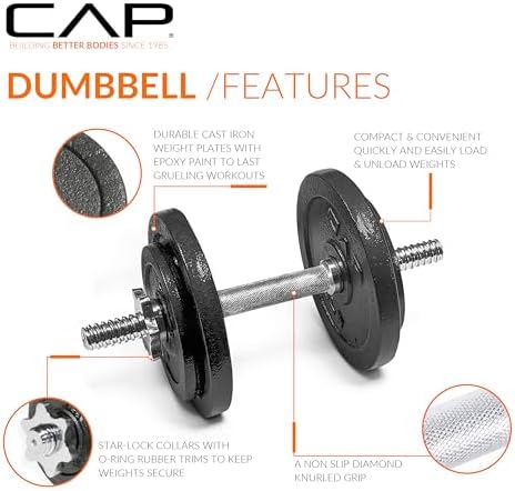 CAP Barbell Adjustable Dumbbell Weight Set for Home Gym Fitness Lovers | Ideal for Home Workouts and Muscle Building |