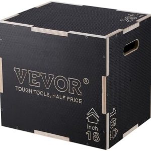 VEVOR 3 in 1 Plyometric Jump Box for Home Gym Training and Conditioning, Easy-to-Assemble Wood Plyo Box, Jumping Trainer