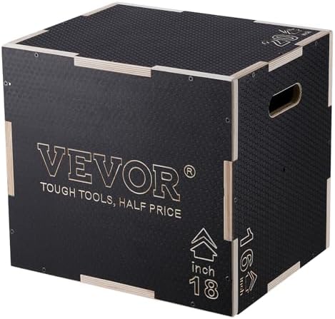 VEVOR 3 in 1 Plyometric Jump Box for Home Gym Training and Conditioning, Easy-to-Assemble Wood Plyo Box, Jumping Trainer
