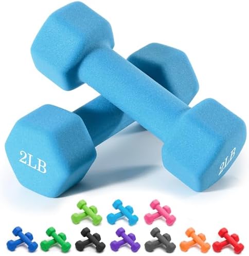 Portzon Dumbbells 10 Colors Options 1-15LB Anti-Slip Anti-Roll Hex Shape