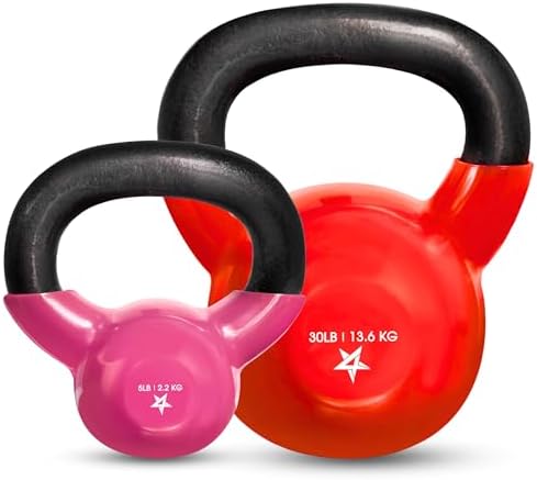 Yes4All Kettlebell, Stable Flat Bottom Kettlebell, Cast Iron Sets for Full Body Workout, Push Up, Grip Strength Training