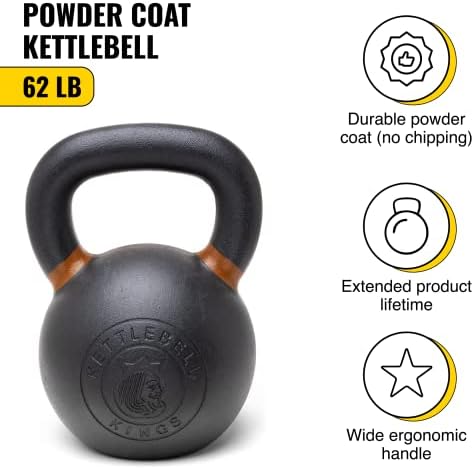 Kettlebell Kings Powder Coated Kettlebell Weights - 9-97 lb Strength Training Kettlebells for Men and Women - Home Gym E
