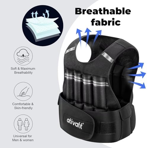 ATIVAFIT Adjustable Weighted Vest for Strength Training and Walking Men Women 2-22 Lbs