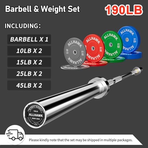 Olympic Barbell 7ft 45LB for Weightlifting Powerlifting, Home Gym Strength Training, Squats Deadlifts Presses Rows Curls
