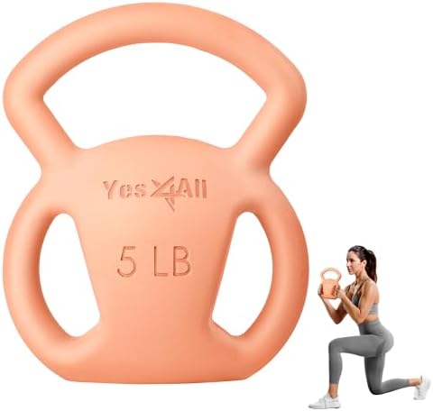 Yes4All Kettlebell, Strength Training Kettlebells for Women, Wide Multi-grip Textured Handle for Home Gym Exercises & Fu