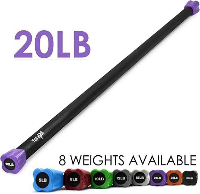 Yes4All Total Body Workout Weighted Bar - Ideal for Home and Gym Fitness Enthusiasts - Strength and Yoga Training - 1|5l
