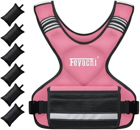 Feyachi Adjustable Weighted Vest for Running Workout and Training - 3-12 lbs / 12-20 lbs / 20-32 lbs - Reflective Design