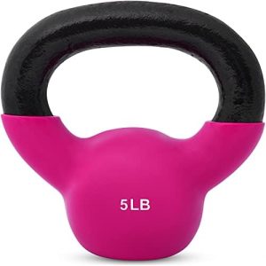 JFIT Kettlebell Weights Vinyl Coated Iron for Home Gym Fitness Enthusiasts Strength Training | JFIT 5 LB Vinyl Coated I