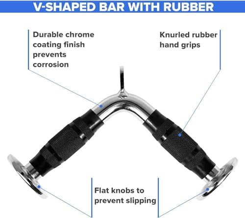 Yes4All Cable Machine Attachment Row Handles Tricep Rope Straight Bar V Bar LAT Pulldown Accessories 880 LB for Home Gy